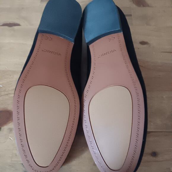 Vionic Willa Flats Womens 8 W Black Suede Loafers Comfort Casual - Picture 8 of 11